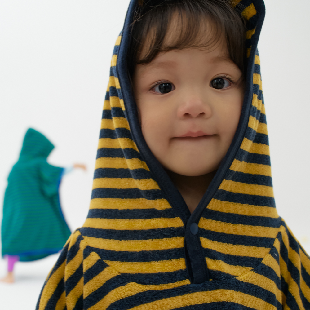 스테이지 스트라이프 아기 유아 키즈 비치 가운 목욕 사워 타올 물놀이 후드 타월 옐로우, XL(125-성인)