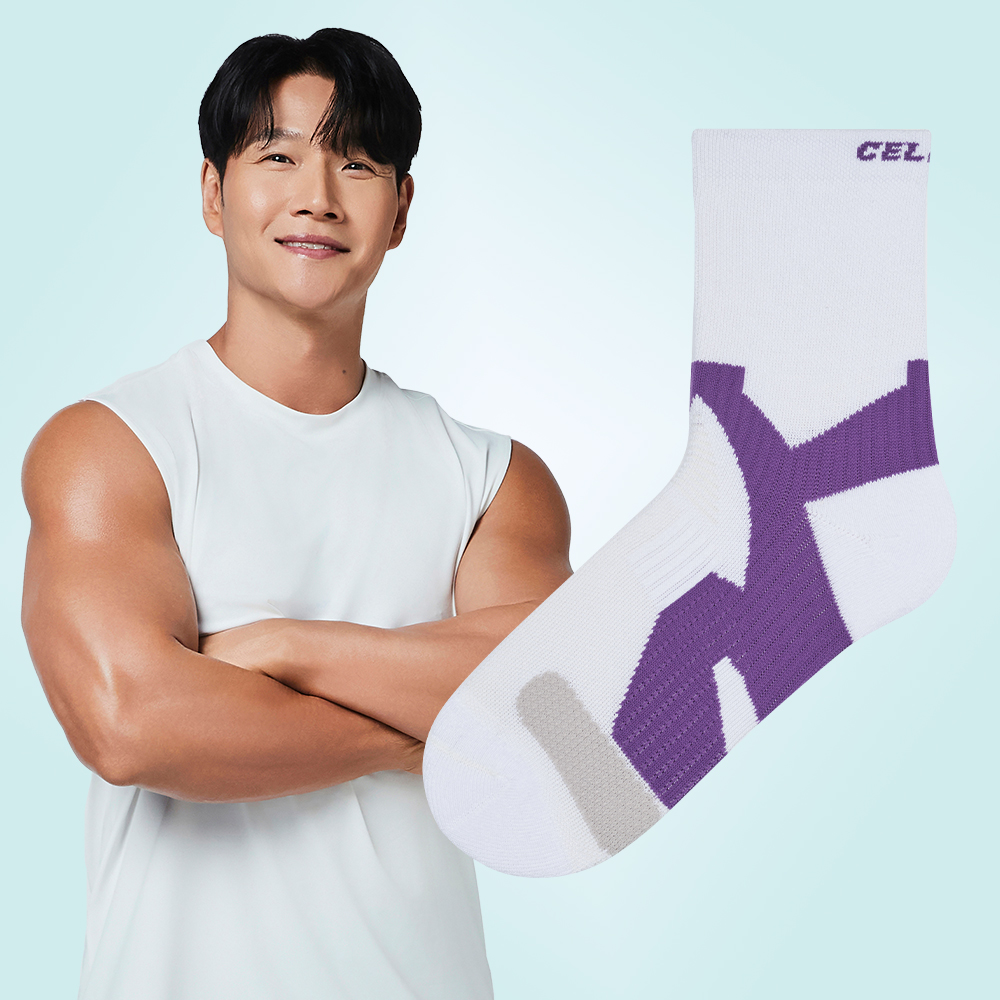 [셀버린 테이핑 양말 여자 중목] 발목보호대 크로스핏 마라톤 러닝양말 발목테이핑 화이트 - 상품 이미지