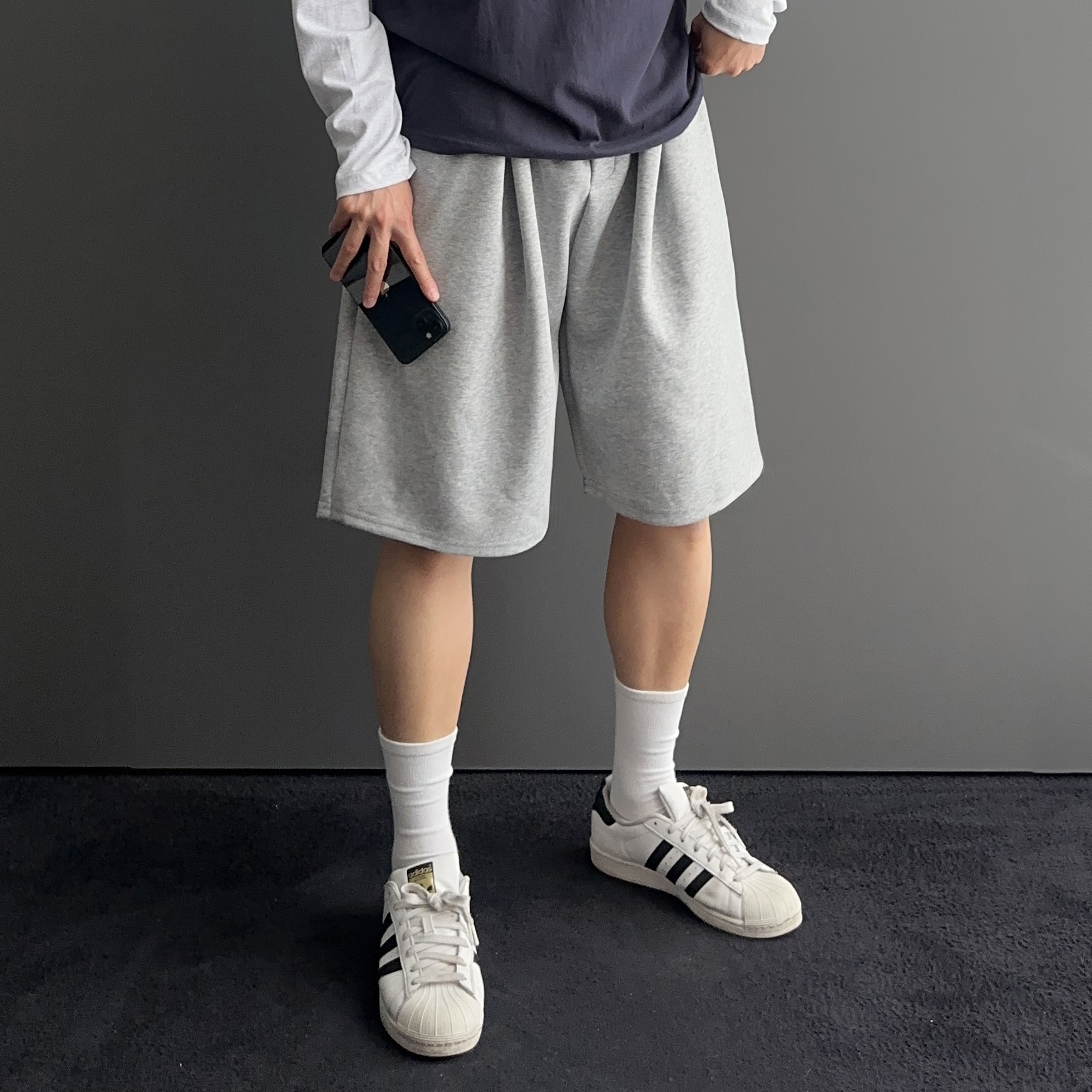 남자버뮤다팬츠 6부반바지 회색반바지 - 상세 이미지 4