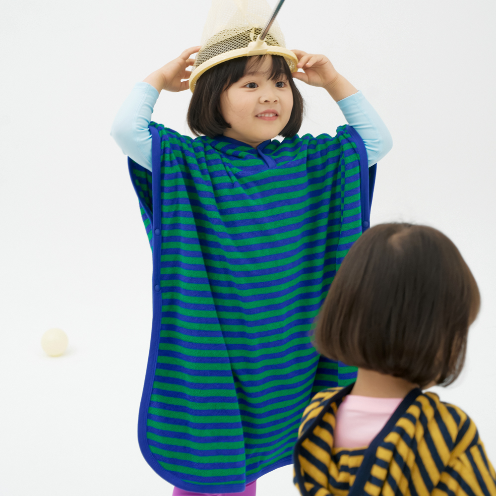 스테이지 스트라이프 아기 유아 키즈 비치 가운 목욕 사워 타올 물놀이 후드 타월 옐로우, XL(125-성인)