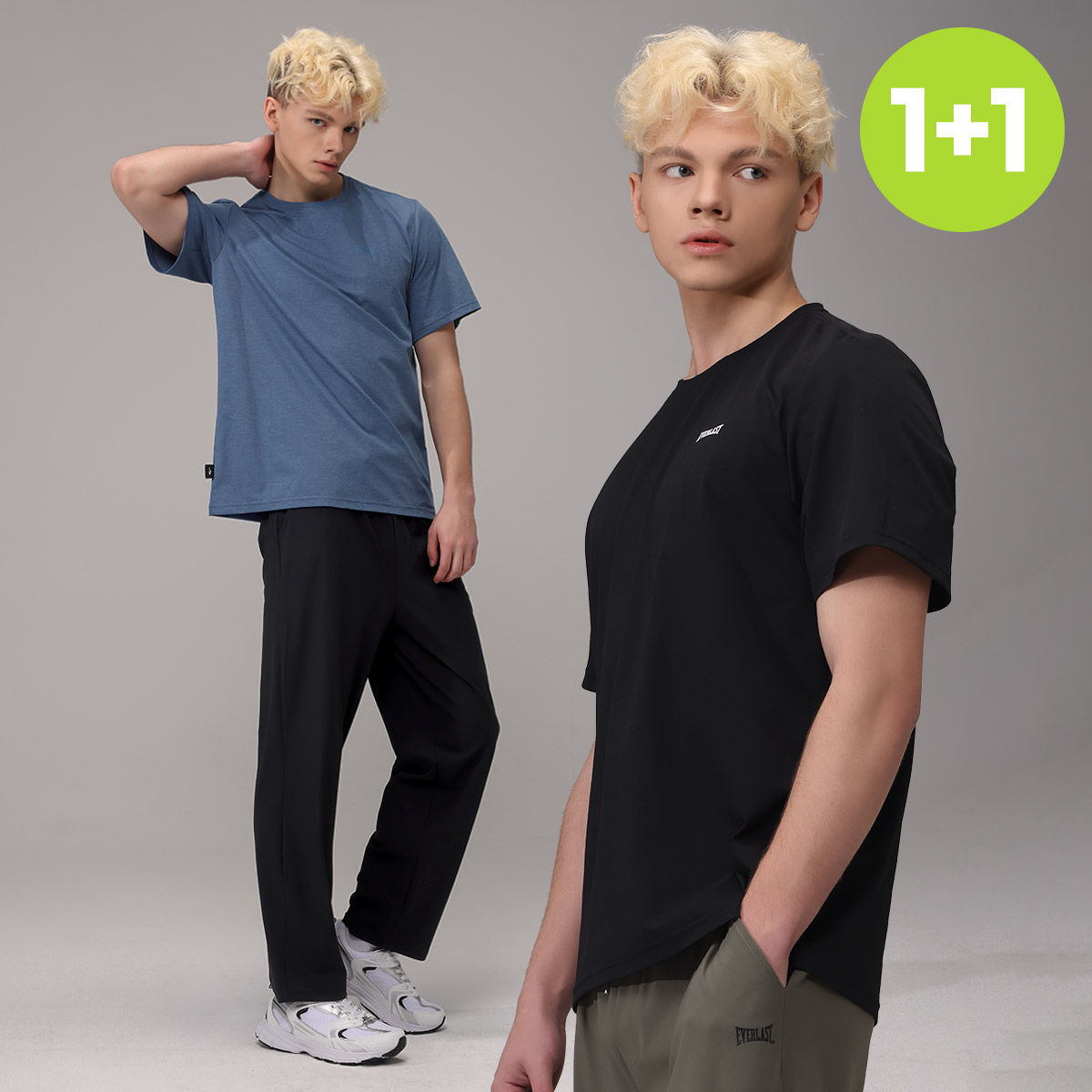 에버라스트 기능성 남자 반팔티 + 스트라이프 9부 팬츠 - 상품 이미지