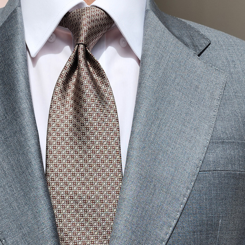 제임스핏 올오버 브라운 클래식 남자 정장 넥타이