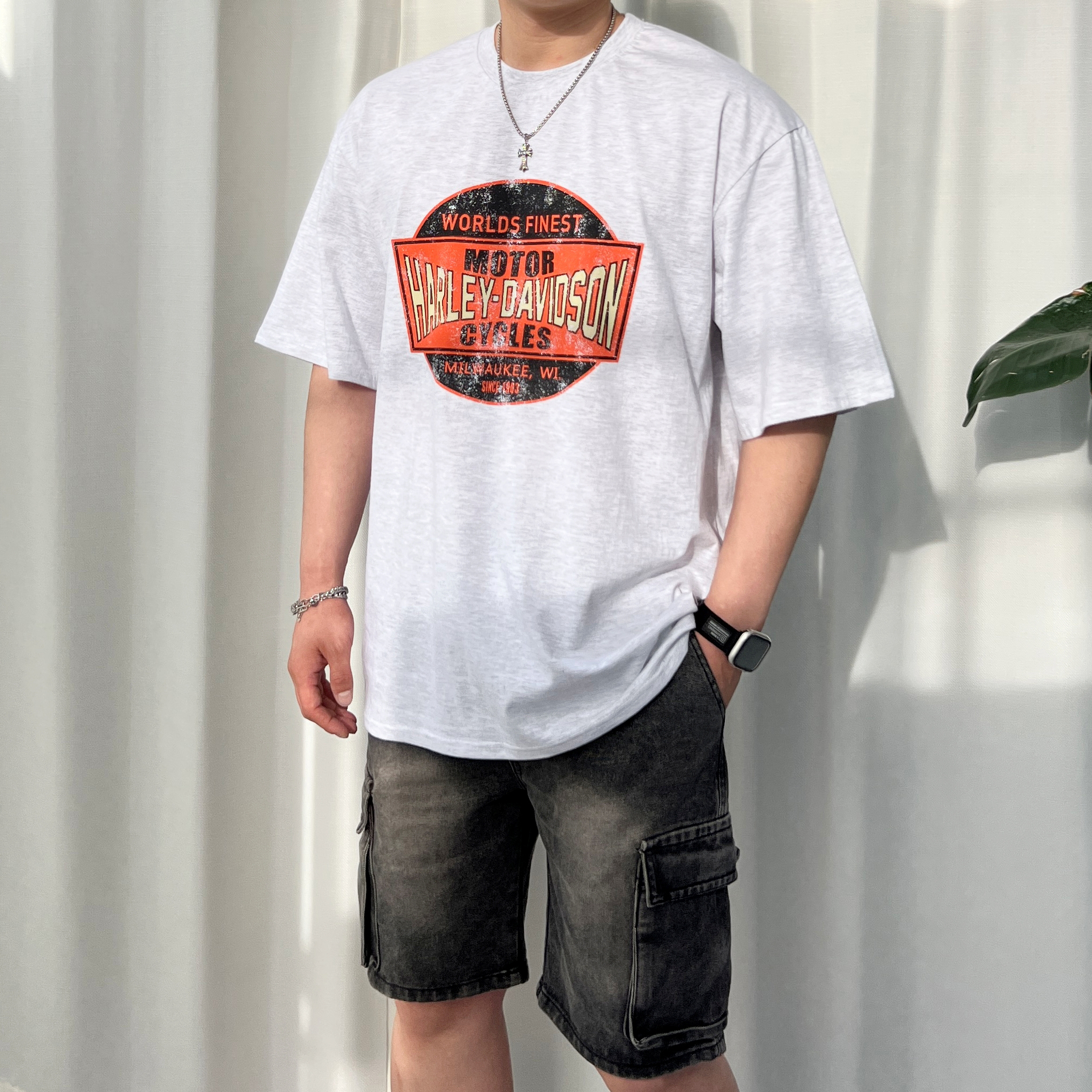 반타 RG 할리 로고 박스티 오버핏 프린팅 라운드 반팔티 - 상세 이미지 2