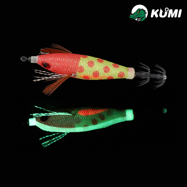 쿠미 트리플 야광 틴셀 미니 에기 55F 카본훅 쭈꾸미 갑오징어 한치 노랑땡땡이, 5.5cm(2.2인치)