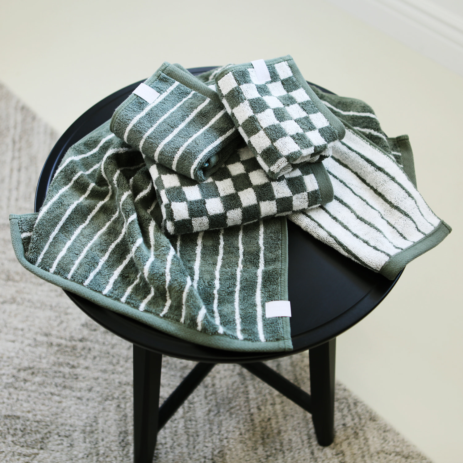 [세트상품] 기라로쉬 호텔수건 뱀부타올 먼지없는 체크 스트라이프 고급수건세트