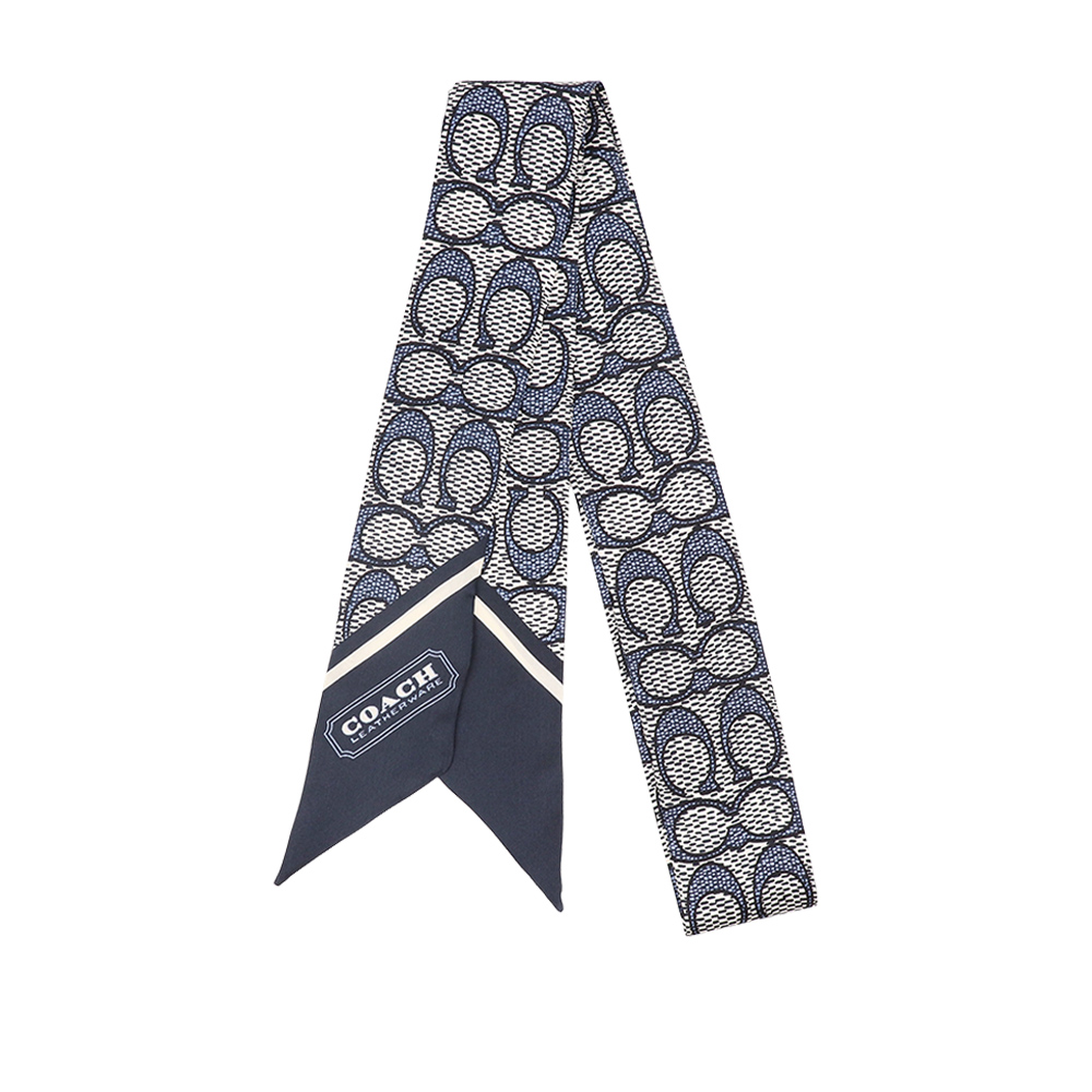 코치 빈티지 시그니처 프린트 스키니 실크 스카프 C2783 MIDNIGHT NAVY - 상품 이미지