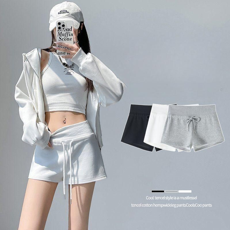 봄 여름 하이웨이스트 트레이닝 반바지 밴딩 스트링 돌핀팬츠 운동복 숏팬츠