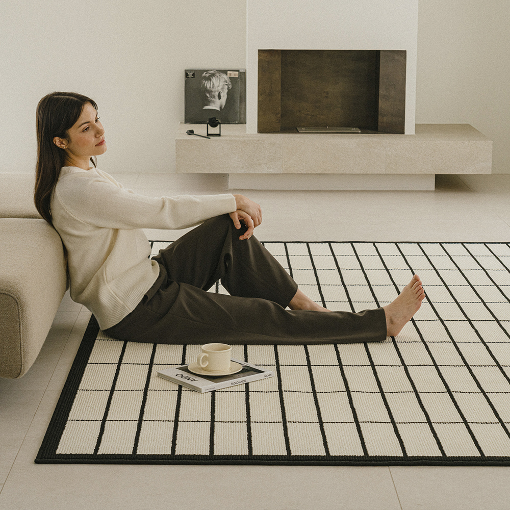 브릭 타일 루프 사이잘룩 러그 사계절 거실 카페트 100x140cm