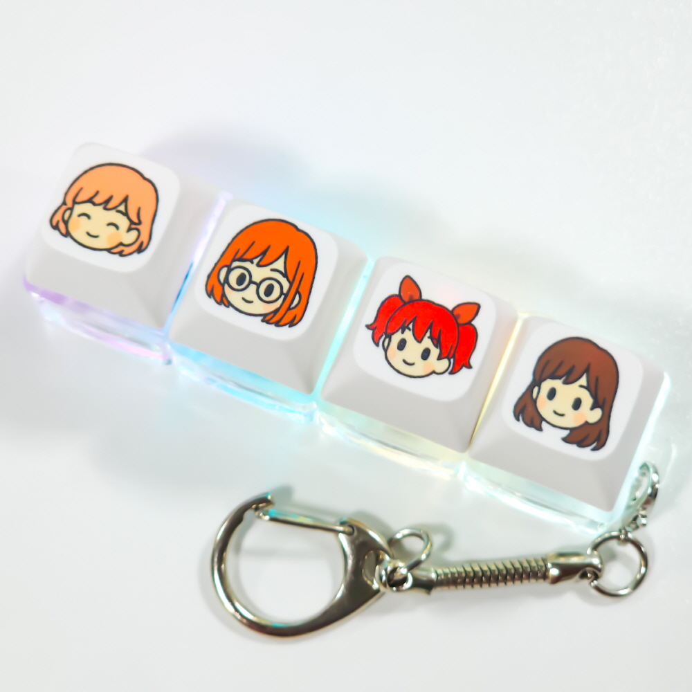 LED 키캡 키보드키링 딸깍이 키링 열쇠고리 키홀더 주문제작 투명 4구 - 상품 이미지