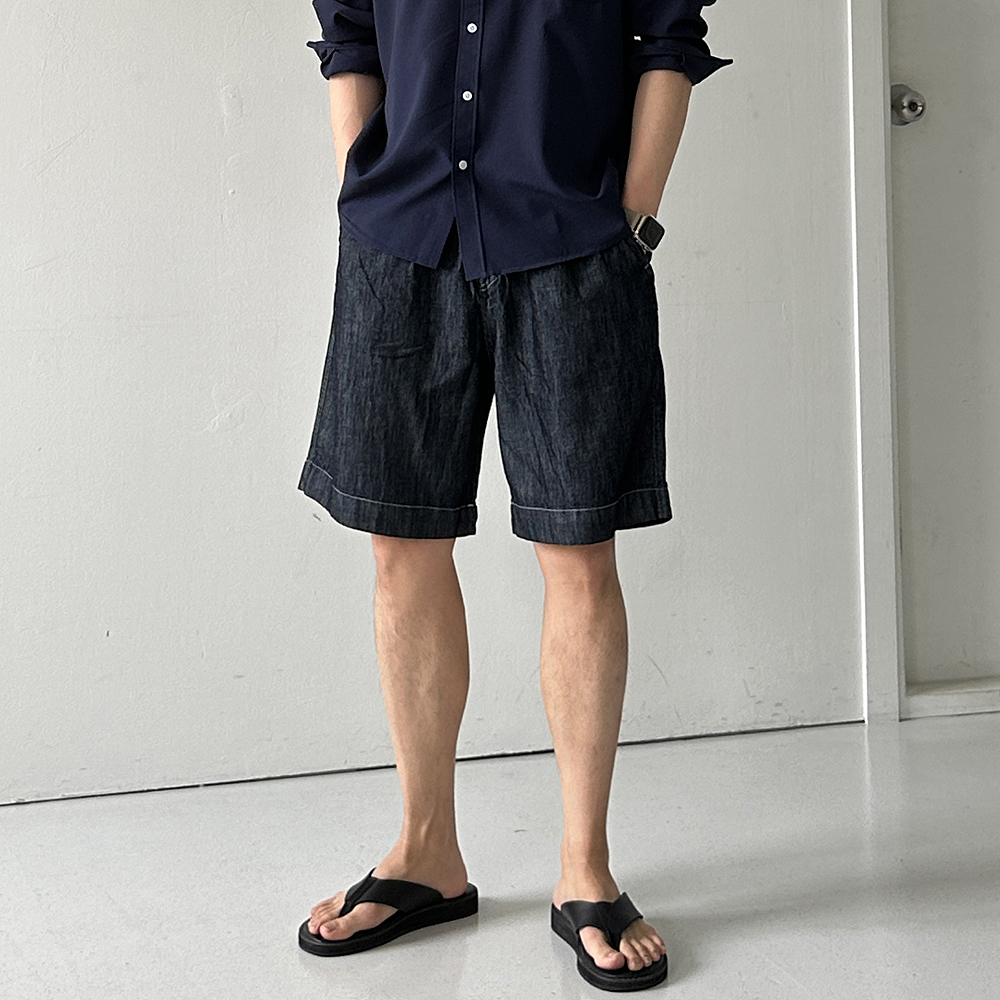 남자 반바지 여름 밴딩 5부 와이드 남자 면 반바지 - 상품 이미지