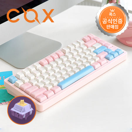 콕스 CF75 알루미늄 3모드 유무선 기계식 키보드 핑크소다젤리, 덕킹축, 45g
