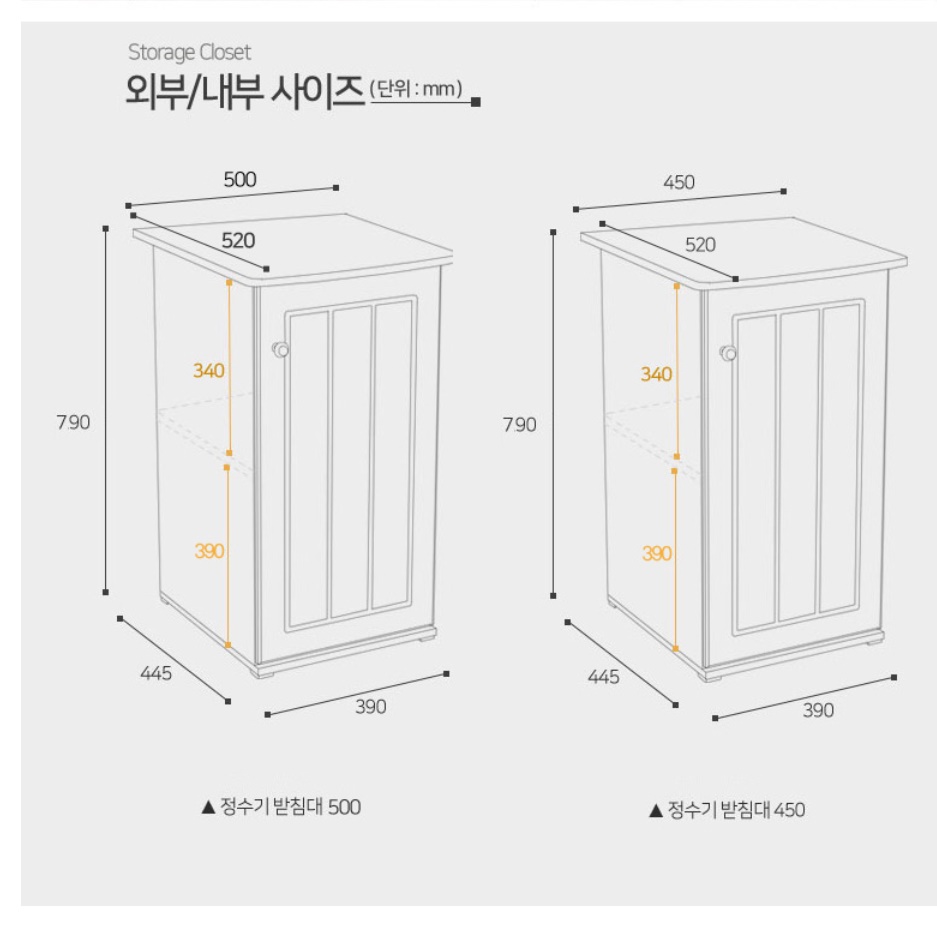 커피머신 테이블 주방 보조 수납장 탕비실 정수기 거치대 450 - 상세 이미지 3