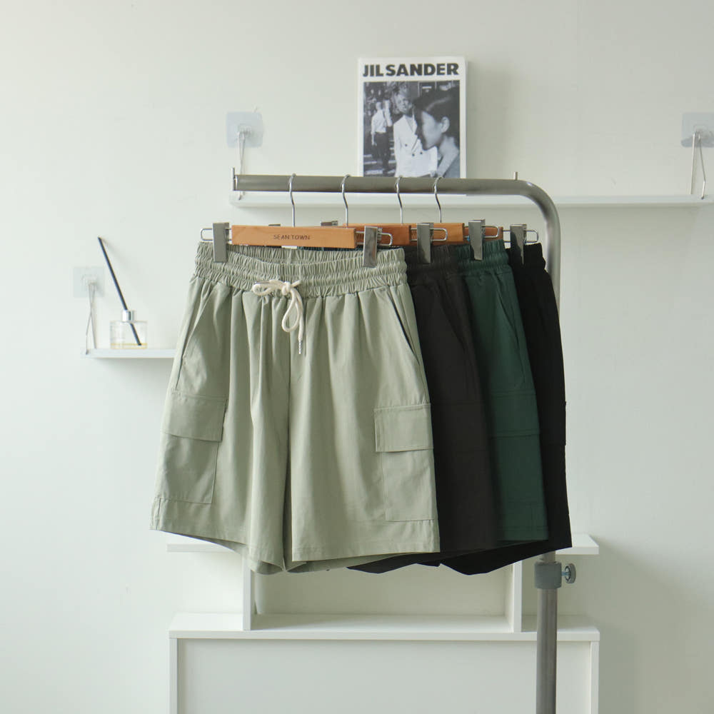 쿨링 아이스 팬츠 나일론 바지 밴딩 카고 여름 남자 반바지 - 상세 이미지 5