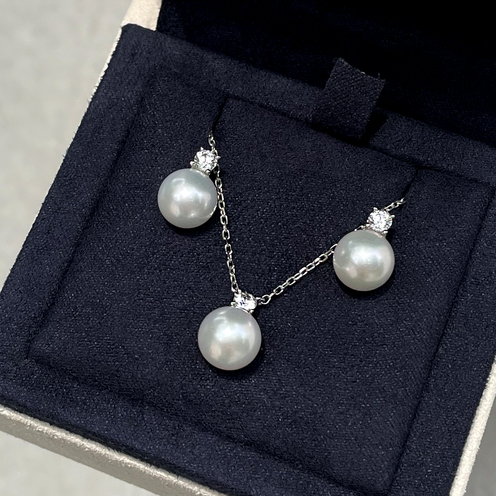 14K 18K 아코야 해수 8mm 진주 1부 천연 다이아 목걸이 이미지 8