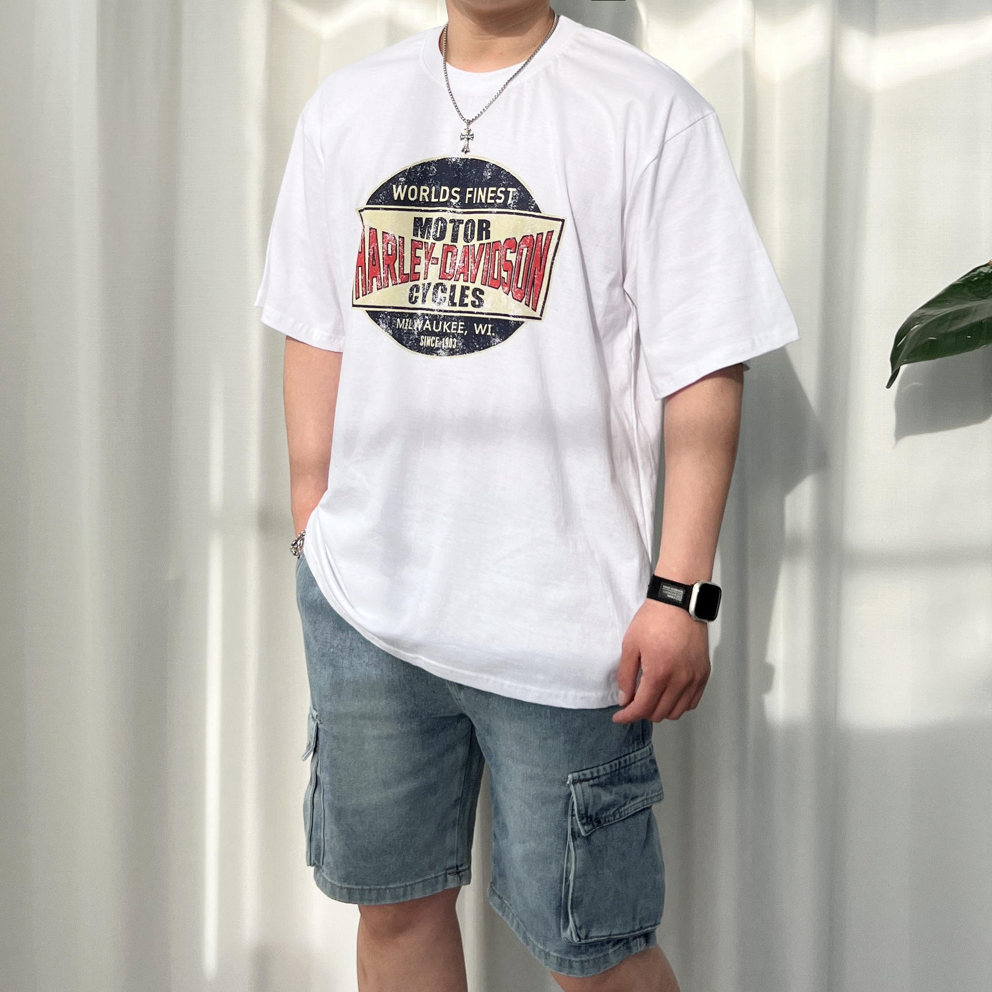 반타 RG 할리 로고 박스티 오버핏 프린팅 라운드 반팔티 - 상세 이미지 5