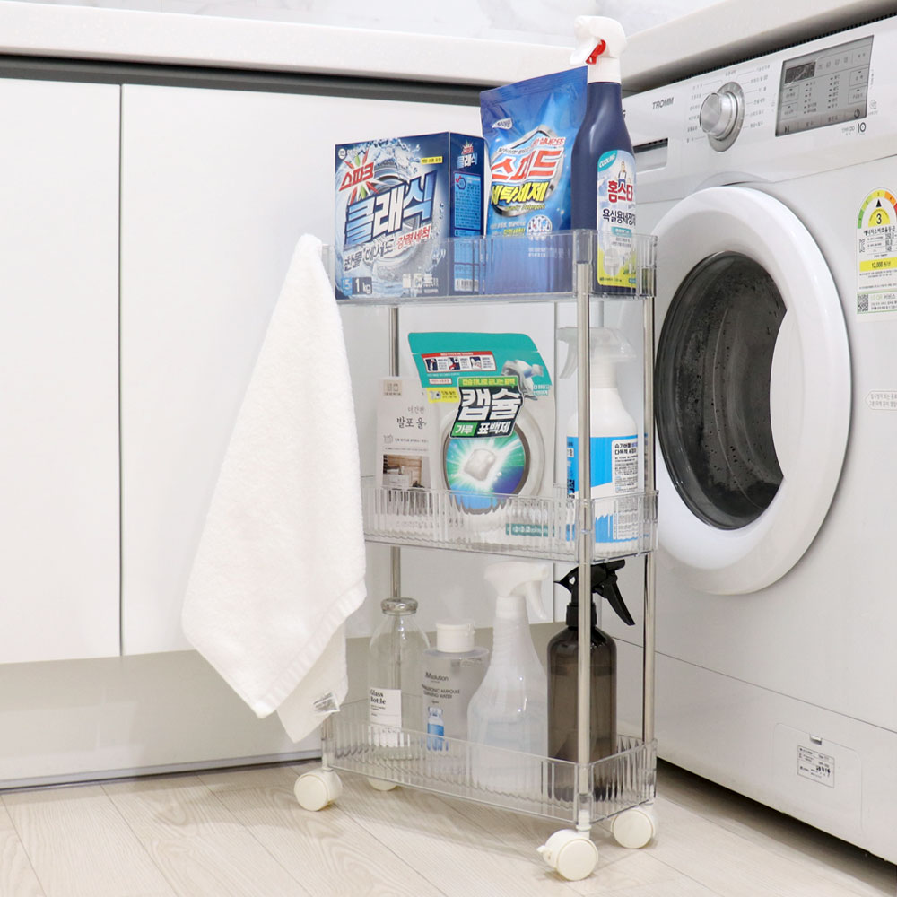 틈새선반 슬림 이동식트롤리 세탁실수납장 바퀴달린선반 4단