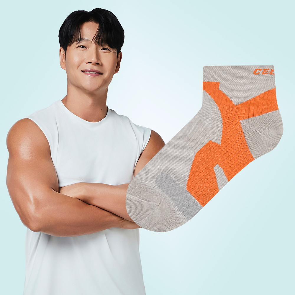 [셀버린 테이핑 양말 여자 단목] 발목보호대 크로스핏 마라톤 러닝양말 발목테이핑 그레이 - 상품 이미지