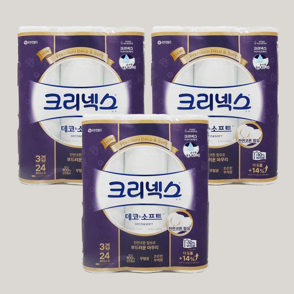 메가마트 유한킴벌리 데코&소프트 화장지 박스 기획 35mx24롤x3개 - 메인 이미지
