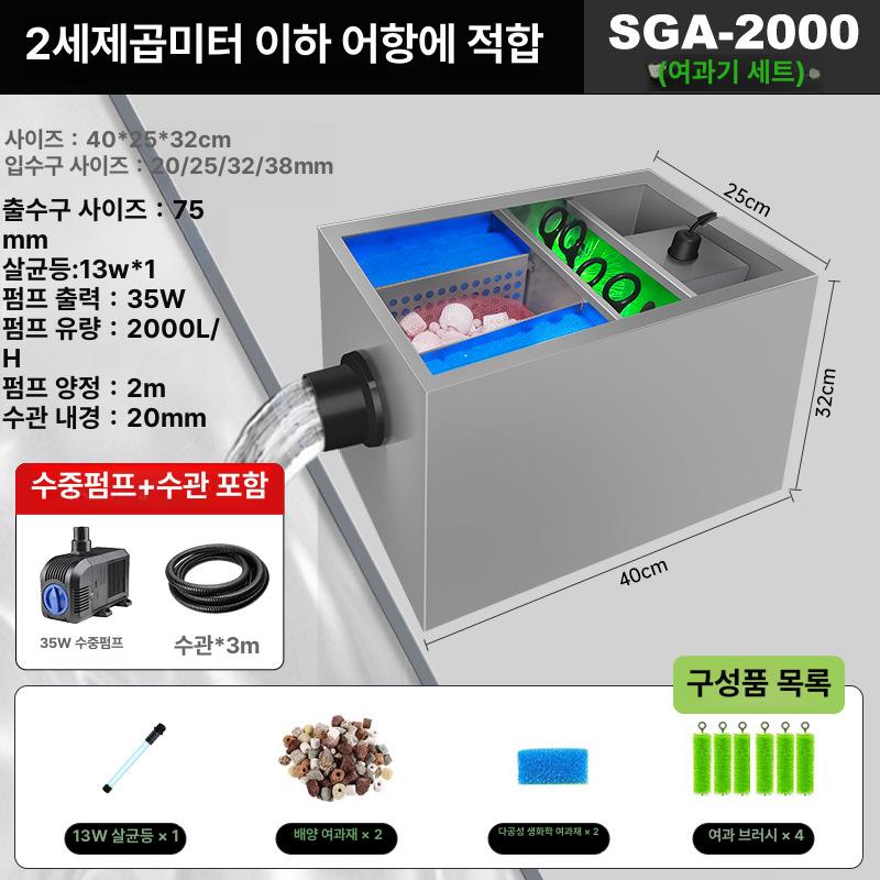 연못여과기 물순환 펌프 수조 순환 정화장치 연못수질 연못정화장치 연못여과 2톤 4단계 필터 세트 포함 이미지 6
