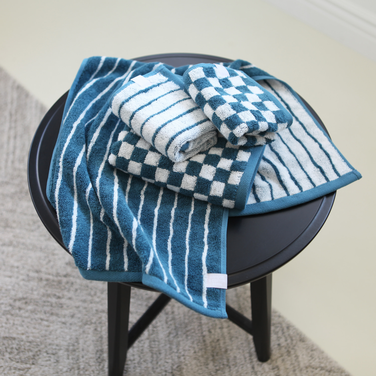 [세트상품] 기라로쉬 호텔수건 뱀부타올 먼지없는 체크 스트라이프 고급수건세트