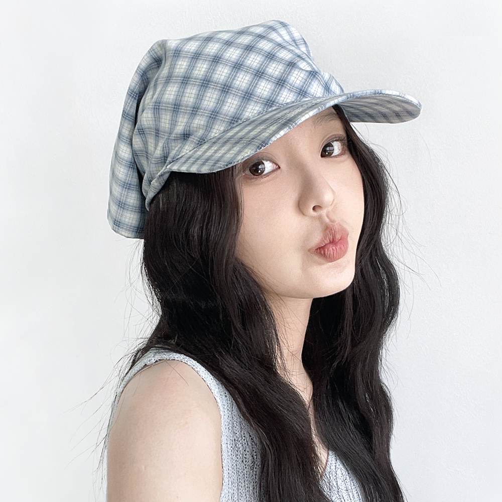 체크 스카프 볼캡 휴양지 여름 남자 여자 두건 보넷 모자 - 상품 이미지