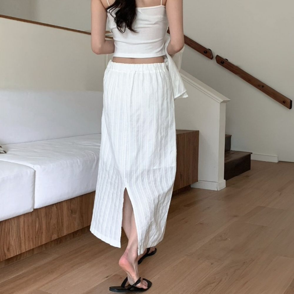 롱스커트 셔츠 투피스셋업 여름 스커트 하객룩투피스 세트 이미지 6