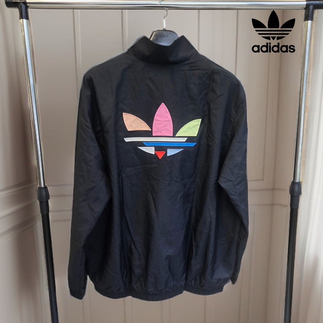 아디다스 오리지널 쉐터드 트레포일 우븐 트랙 탑 바람막이 자켓 블랙