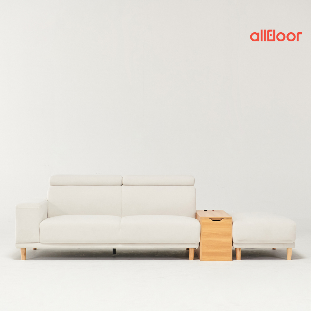 올플로어 플러피 3인용 소파 헤드틸팅 아쿠아텍스 생활방수 패브릭 우형, 아이보리
