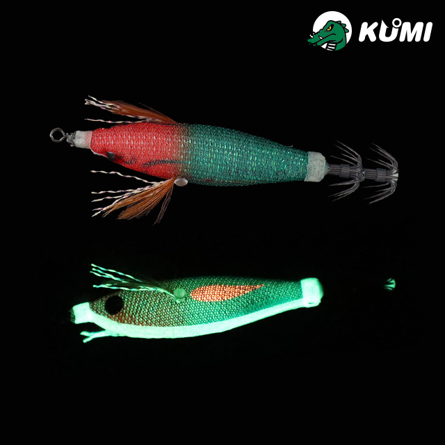 쿠미 트리플 야광 틴셀 미니 에기 55F 카본훅 쭈꾸미 갑오징어 한치 수박, 5.5cm(2.2인치)