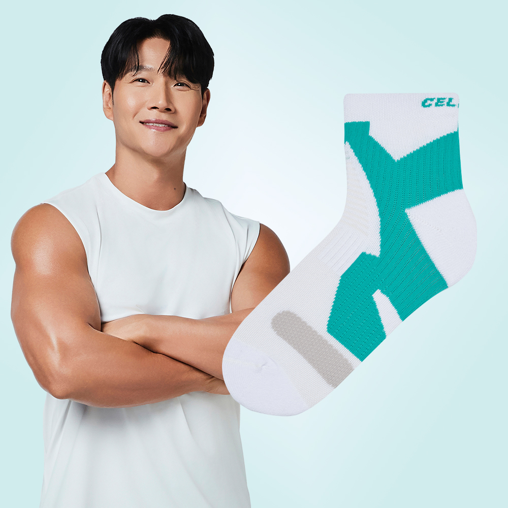 [셀버린 테이핑 양말 남자 단목] 발목보호대 크로스핏 마라톤 러닝양말 발목테이핑 화이트 - 상품 이미지