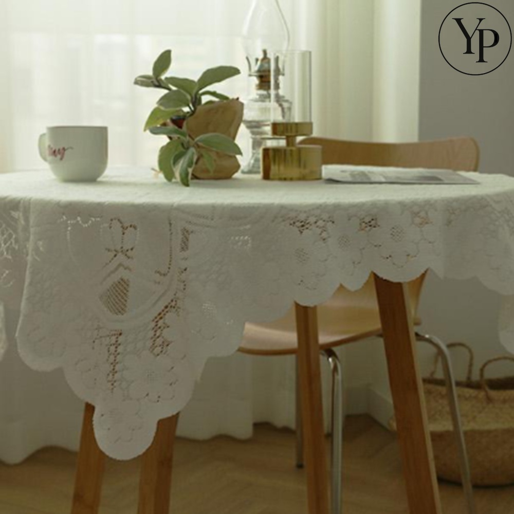 레이스 자수 식탁보 덮개 모던 인테리어 탁자보 우아한 홈카페 감성테이블보