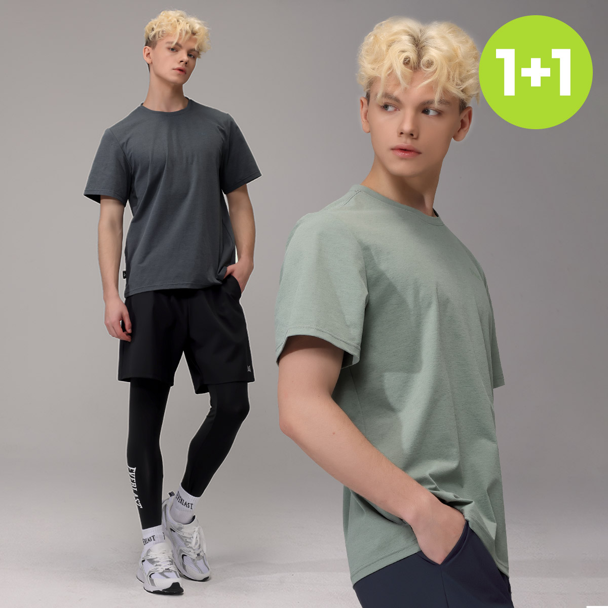 에버라스트 기능성 남자 반팔티 + 반바지 레깅스 - 상품 이미지