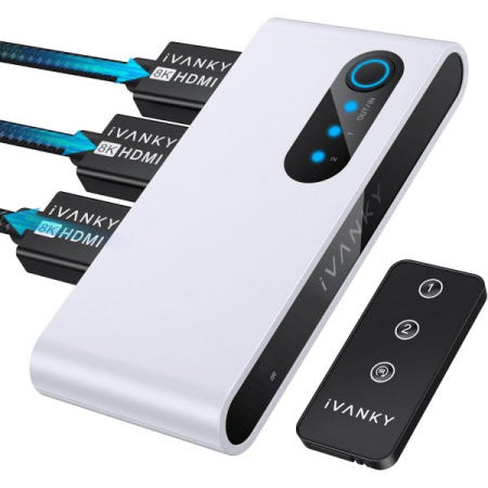 [해외]IVANKY 8K HDMI 스위치 4K@120Hz 양방향 2.1 Xbox 시리즈, PS5/PS4/PS3, Roku, Apple TV, PC, Fire Stick용 리모컨 2