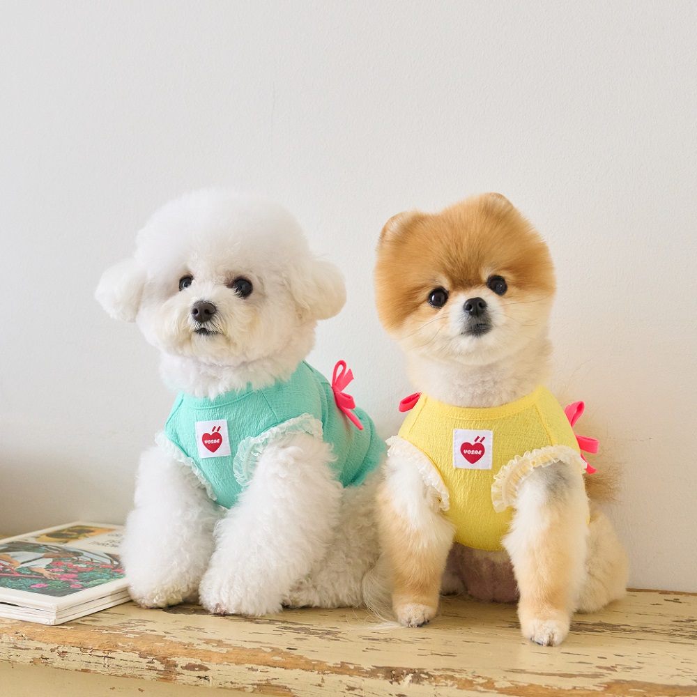 요새 강아지 여름옷 강아지 쿨조끼 쿨티 아이스팩 리본 슬리브리스 - 메인 이미지