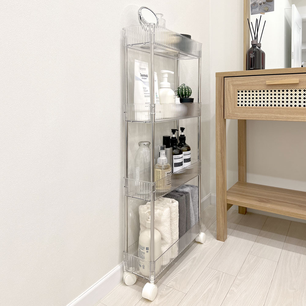 틈새선반 슬림 이동식트롤리 세탁실수납장 바퀴달린선반 4단