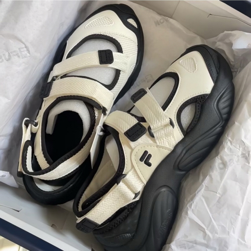 휠라 FILA 우먼스 메리제인 샌들 크림 베이지 블랙 화이트 멀티 이미지 7