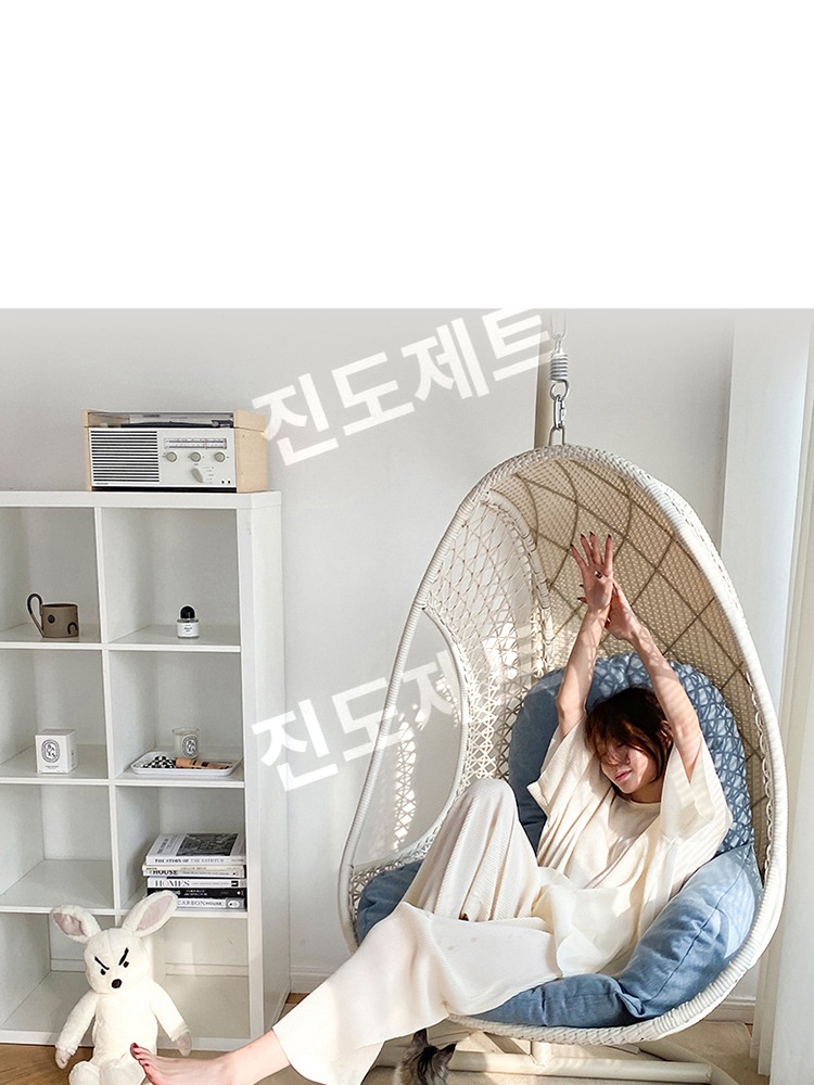 스윙그네 쿠션 둥지 해먹 벤치 흔들의자 라운드시트 안락 베이지 12cm - 상품 이미지