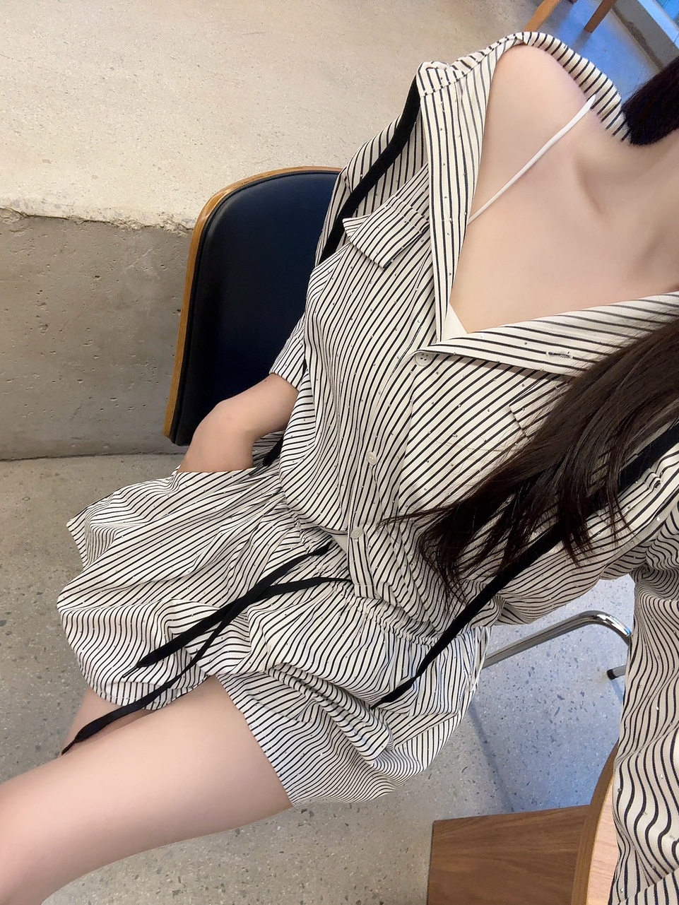 [장마룩추천!] 레인젤 7부 비즈 스트라이프 후드 숏팬츠 세트 상세 이미지 14