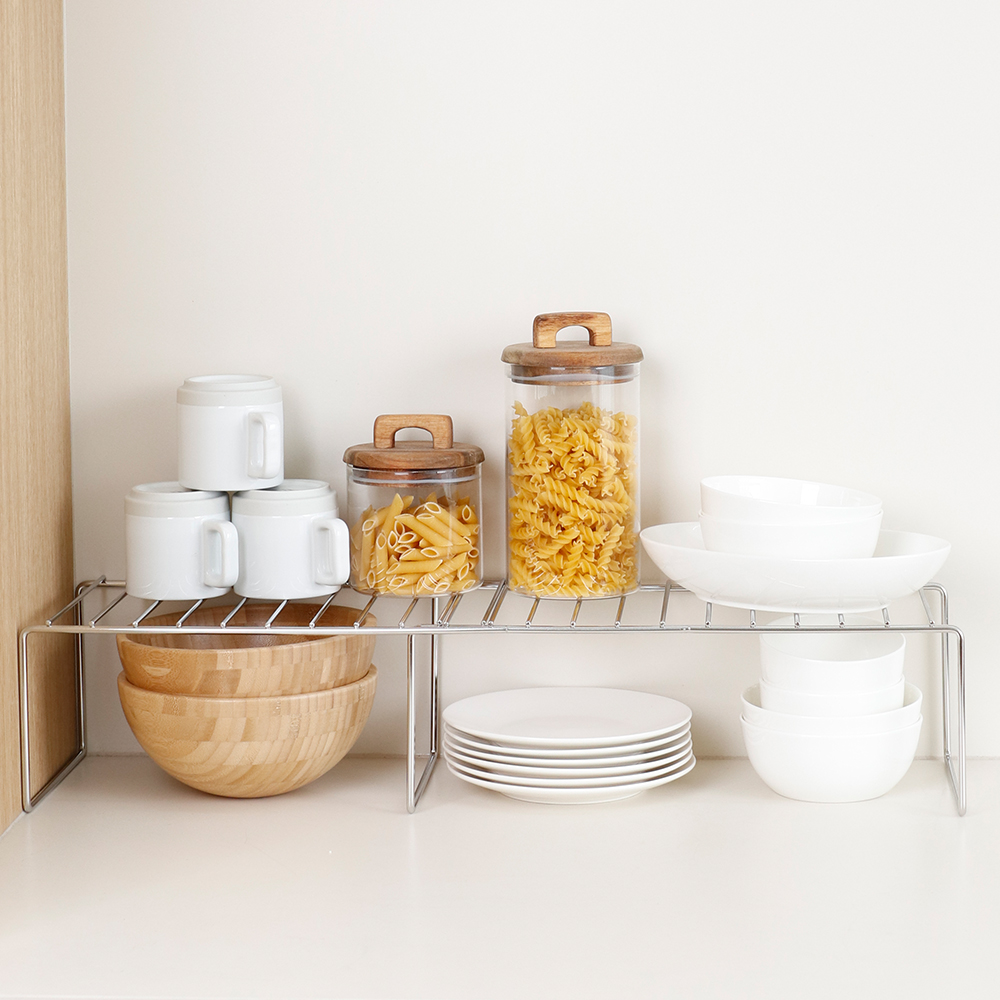 올스텐 길이조절 싱크대 확장형 선반 그릇 접시 정리대 다용도 선반랙 1단