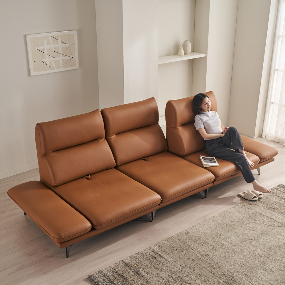 [가죽업그레이드] 케이하우스홀드 호리즌 4인용 스윙소파 국내제작 천연면피 이태리가죽 소파