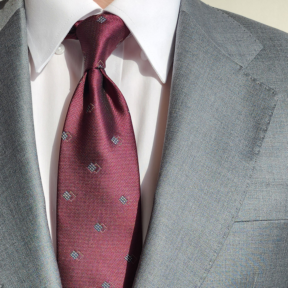 제임스핏 퍼플 스퀘어패턴 클래식 남자 정장 넥타이