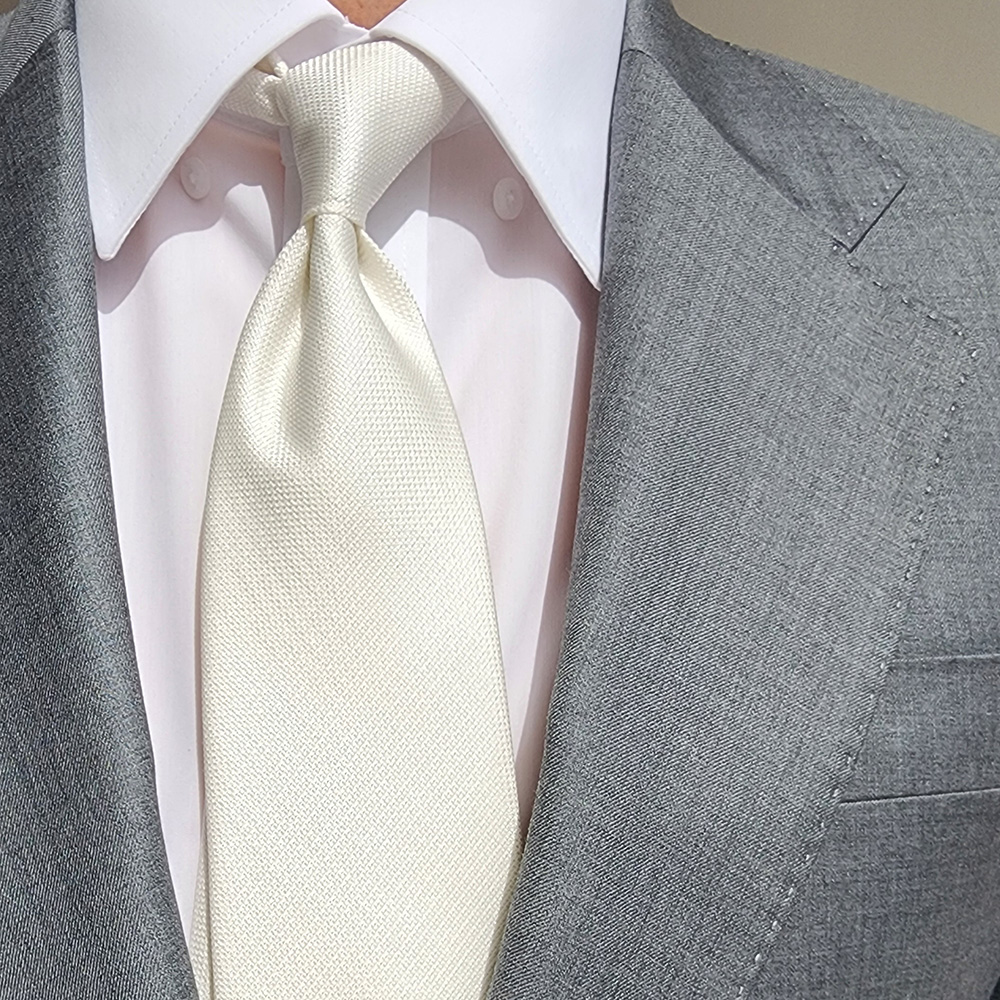 제임스핏 라이트 아이보리 패턴 솔리드 웨딩 남자 넥타이