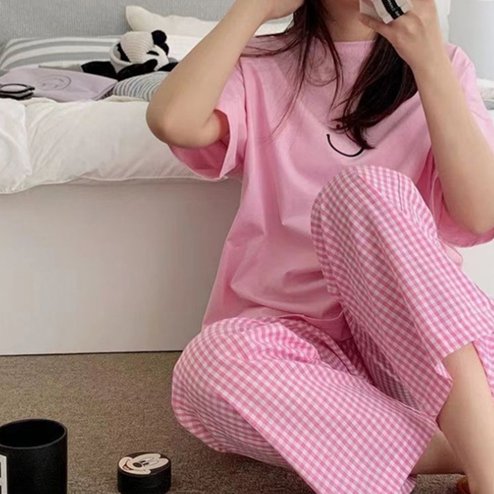 박대표마켓 여성잠옷 반팔 긴바지 상하 세트 빅사이즈 파자마 엄마 여름실내복 홈 라운지웨어 - 상품 이미지