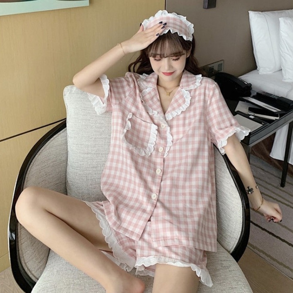 박대표마켓 여름잠옷 프릴 잠옷세트 반팔 반바지 공주 파자마 여성 홈웨어 - 상품 이미지