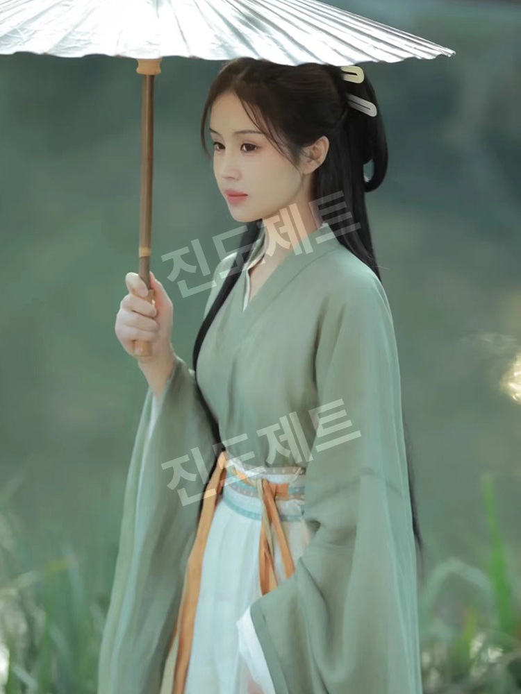 선녀복 사극 의상 와이드소매 연극 코스프레 전통옷 무협 초록 XS - 상품 이미지