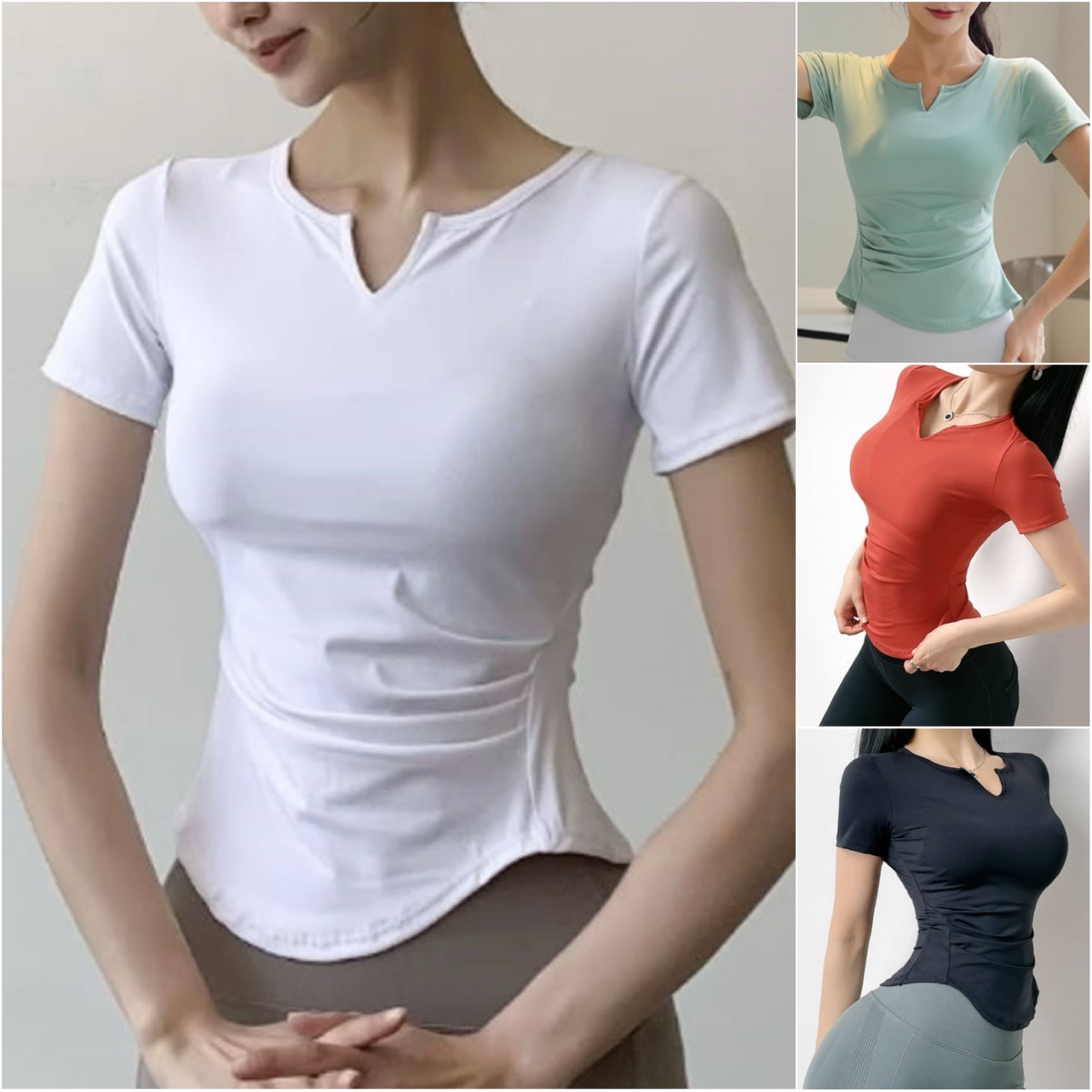 반팔요가복 요가반팔 티셔츠 필라테스 상의 빅사이즈 - 상품 이미지