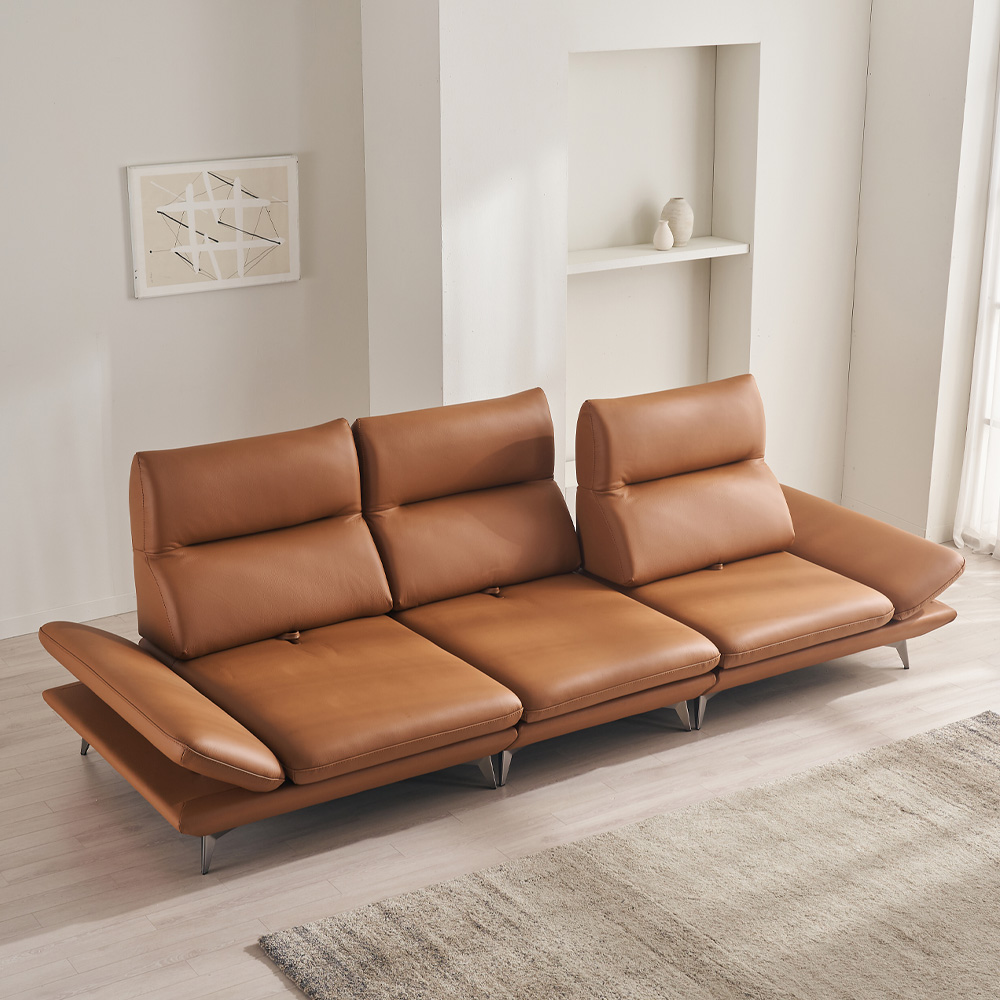 [이태리가죽 업그레이드] 케이하우스홀드 호리즌 가죽 소파 4인용 국내제작 쇼파(스툴별매)