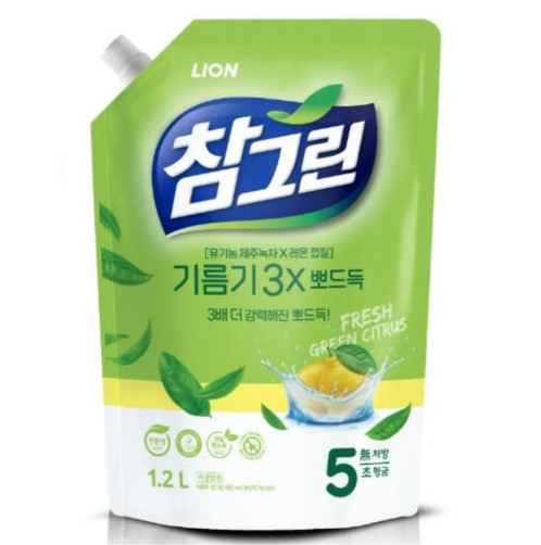 참그린 레몬 녹차 주방세제 1.2L 리필 - 메인 이미지