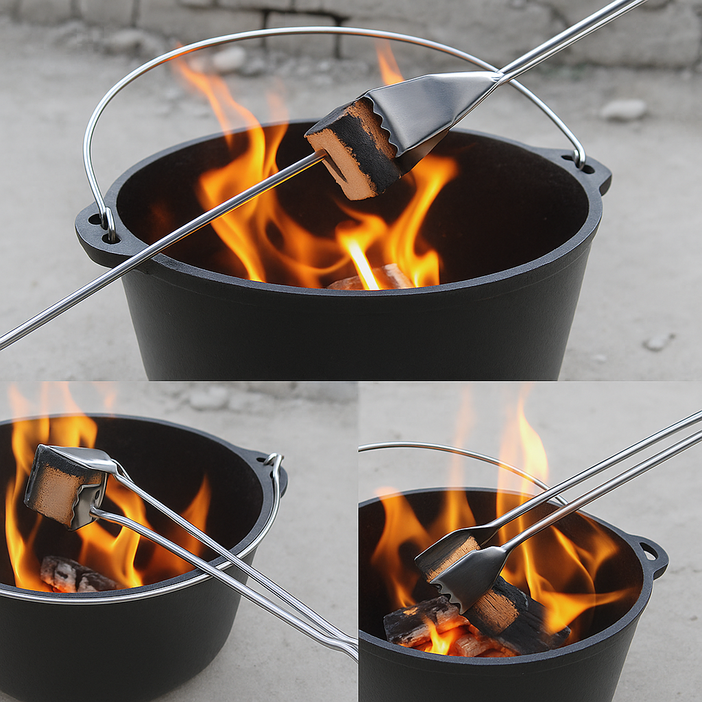 숯집게가위 캠핑용 바베큐 장작집게 철제 화로가위