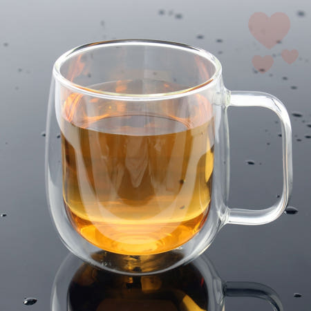 이중 내열 350ml 예쁜유리컵 투명머그컵 손잡이유리컵